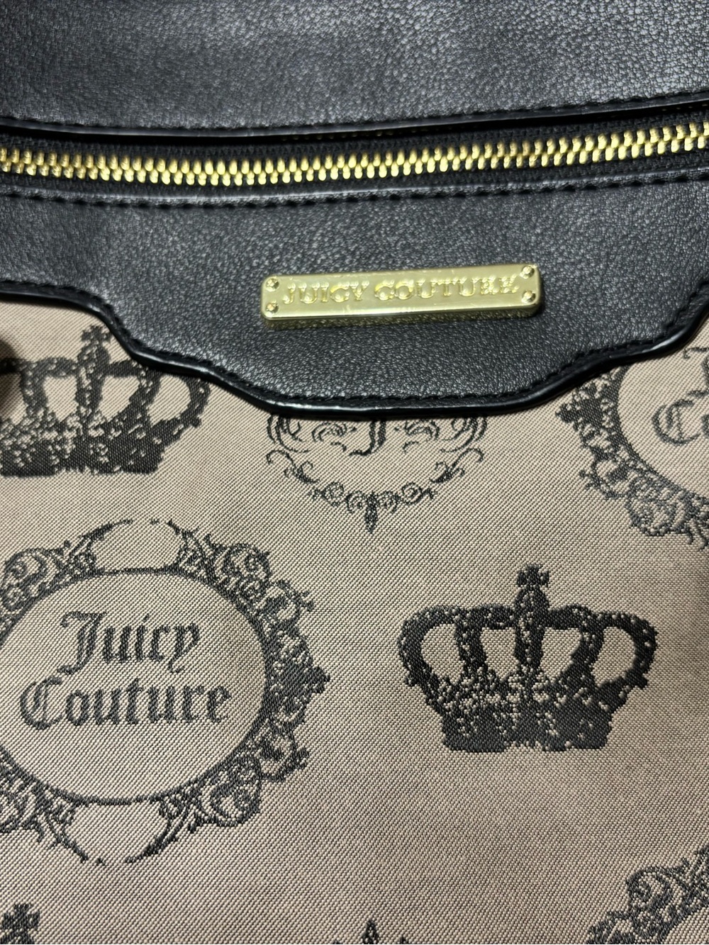 Juicy Couture Black & Beige Crown Logo Tote